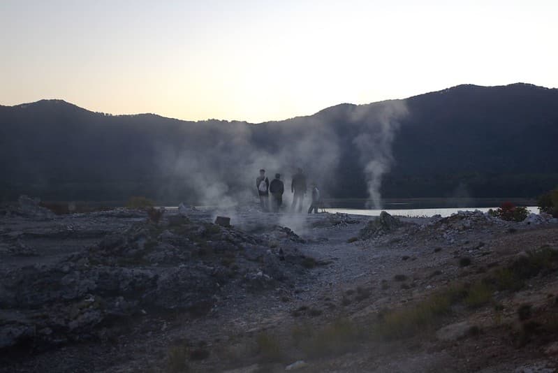 Osorezan sacred site volcanic landscape lake Shimokita Peninsula Aomori sulfur rocks Jizo statues