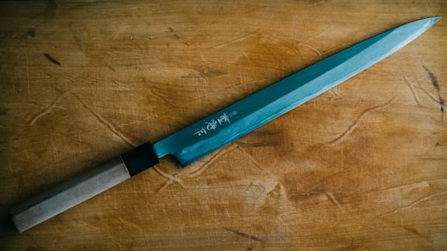 Close-up of a single-bevel Japanese knife edge